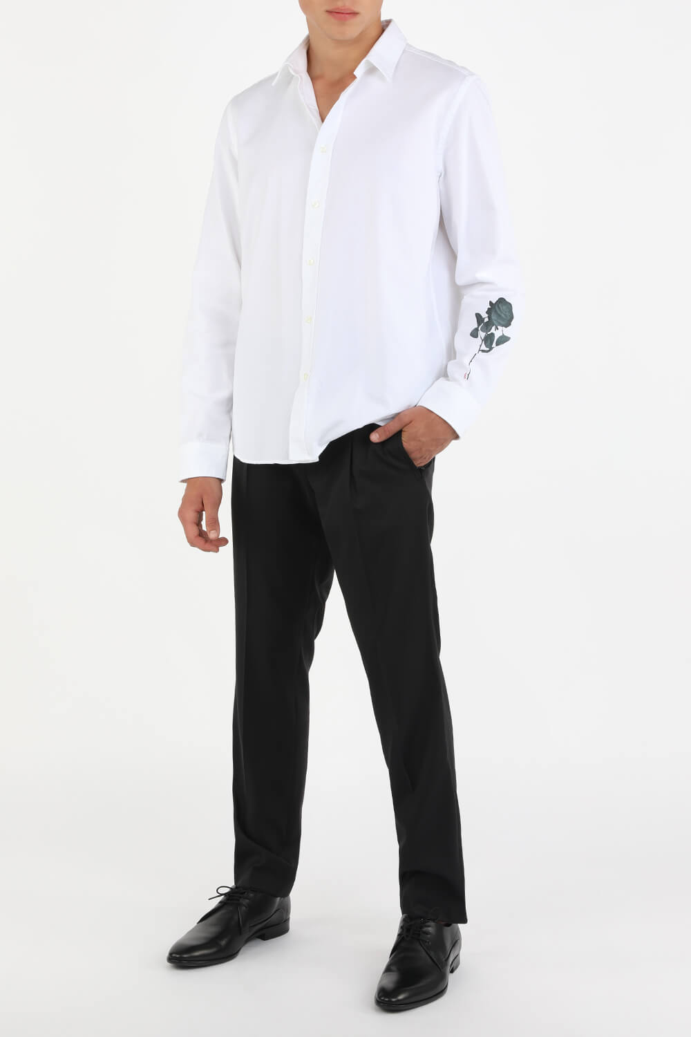 Rose Button Shirt in White